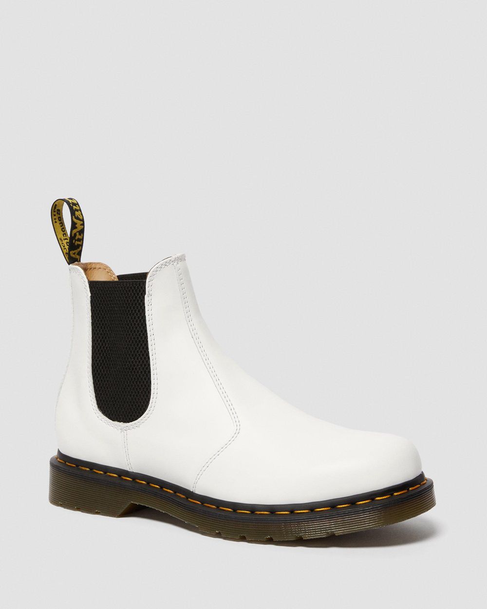 Dr Martens 2976 Yellow Stitch Smooth Kožené Chelsea Boots Damske ( Biele ) SK 752-XHMUEJ